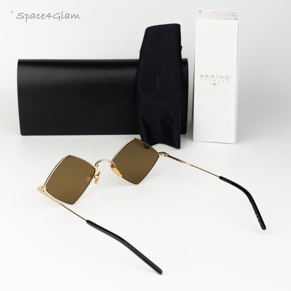 Saint Laurent Women Sunglasses Gold Brown SL302LISA 011 NEW AUTHENTIC - Picture 8 of 10